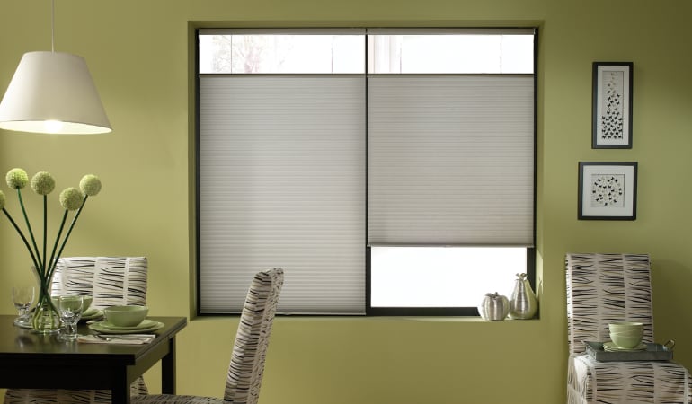 Cellular shades in a Charlotte dining room